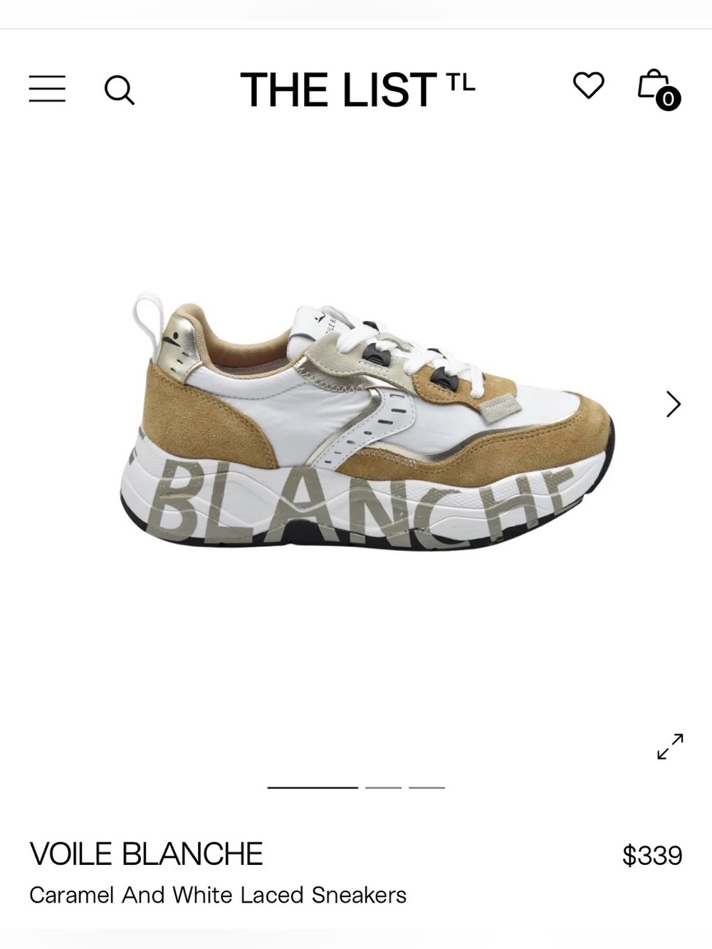 NWT VOILE BLANCHE CLUB105 Suede and Nylon Sneaker in Caramel - White - Picture 2 of 14